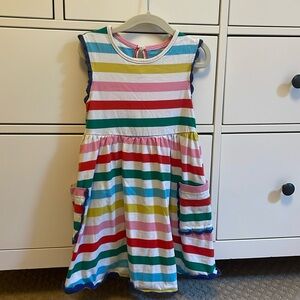Mini bolden kids’ stripe cotton jersey dress in multi stripe.